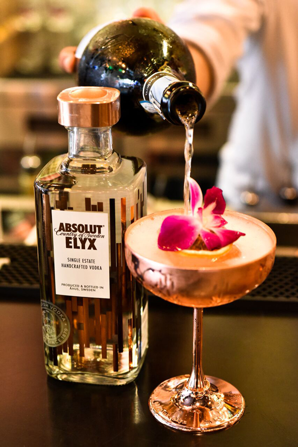 Tivo's Absolut Elyx cocktail, served in a signature copper coupe 